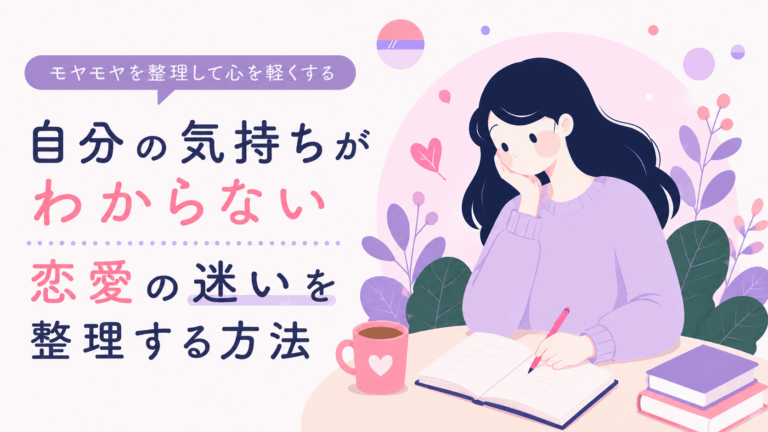 恋愛で自分の気持ちがわからないことに悩んでいる女性の様子を描いたアイキャッチ